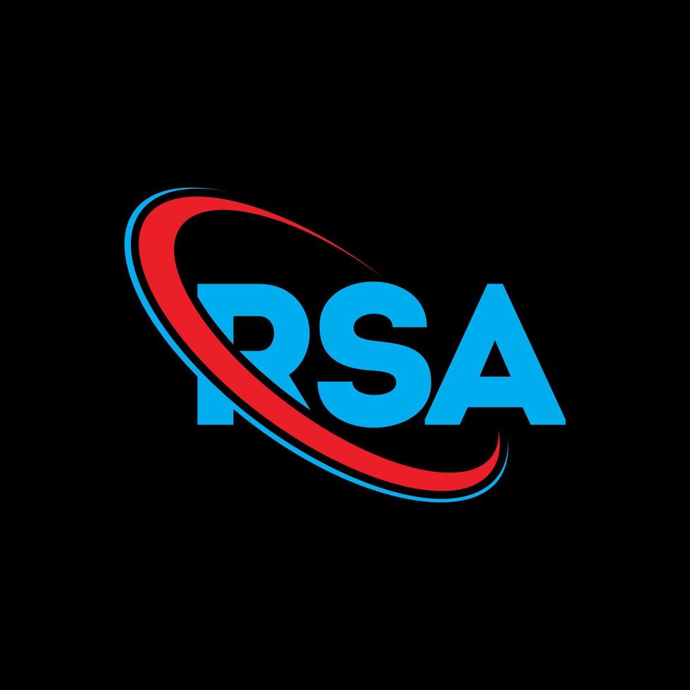 logo RSA. lettre RSA. création de logo de lettre rsa. initiales logo rsa liées avec un cercle et un logo monogramme majuscule. typographie rsa pour la technologie, les affaires et la marque immobilière. vecteur