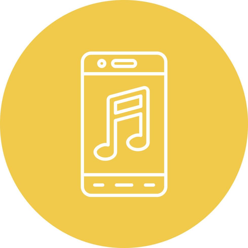 icône de fond de cercle de ligne d'application de musique mobile vecteur