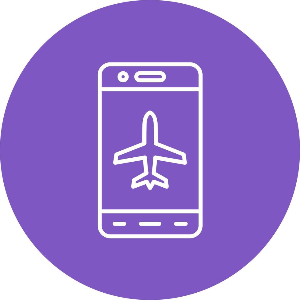 icône de fond de cercle de ligne de mode avion mobile vecteur