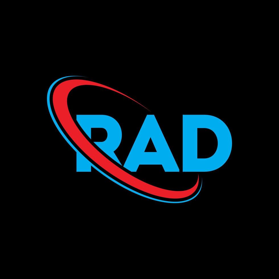 logo radio. rad lettre. création de logo de lettre rad. initiales logo rad liées avec un cercle et un logo monogramme majuscule. typographie rad pour la technologie, les affaires et la marque immobilière. vecteur