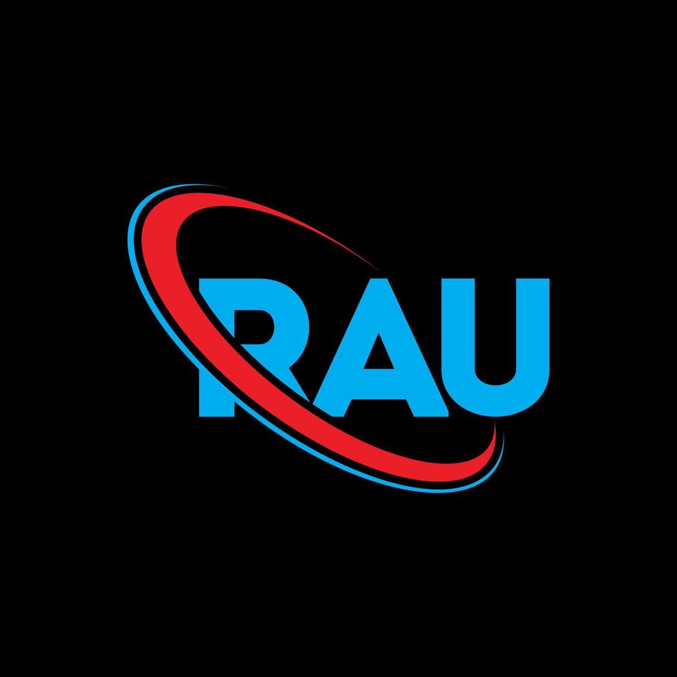 logo rau. lettre rau. création de logo de lettre rau. initiales logo rau liées avec un cercle et un logo monogramme majuscule. typographie rau pour la technologie, les affaires et la marque immobilière. vecteur