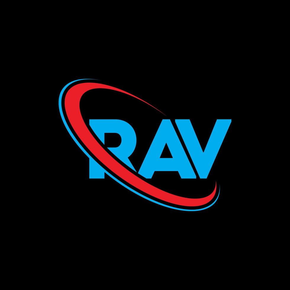 logo rav. lettre de ravissement. création de logo de lettre rav. initiales logo rav liées avec un cercle et un logo monogramme majuscule. typographie rav pour la technologie, les affaires et la marque immobilière. vecteur