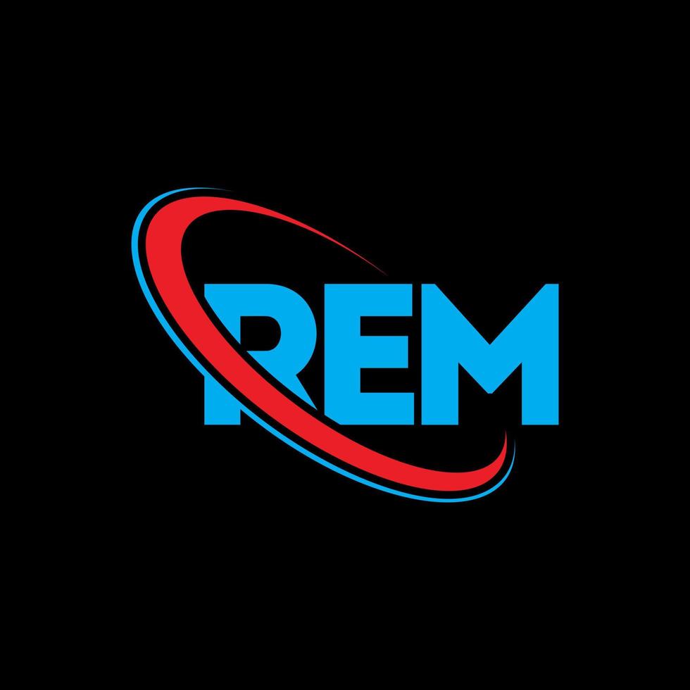 logo rem. lettre rem. création de logo de lettre rem. initiales rem logo lié avec cercle et logo monogramme majuscule. typographie rem pour la technologie, les affaires et la marque immobilière. vecteur