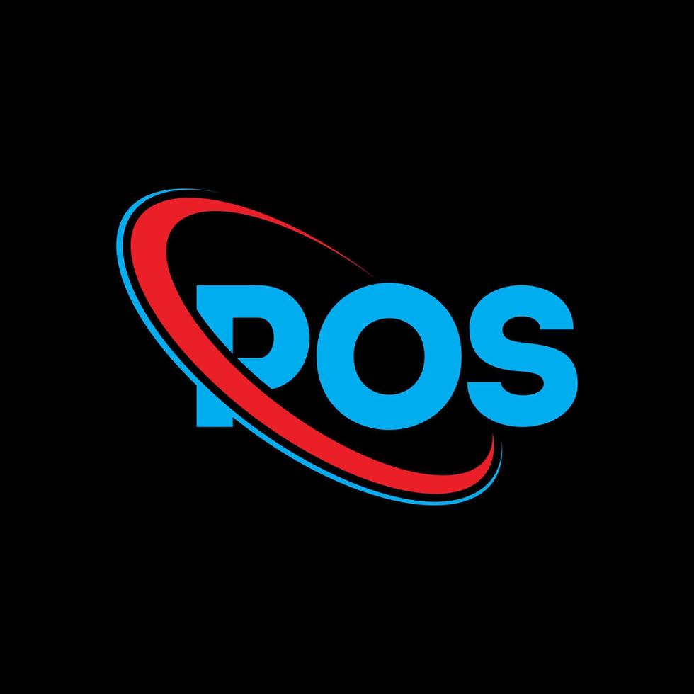 logo pos. lettre pos. création de logo de lettre pos. initiales logo pos liées avec un cercle et un logo monogramme majuscule. typographie pos pour la technologie, les affaires et la marque immobilière. vecteur