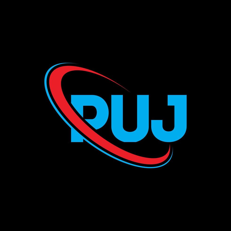 logo puj. lettre puj. création de logo de lettre puj. initiales logo puj liées avec un cercle et un logo monogramme majuscule. typographie puj pour la technologie, les affaires et la marque immobilière. vecteur