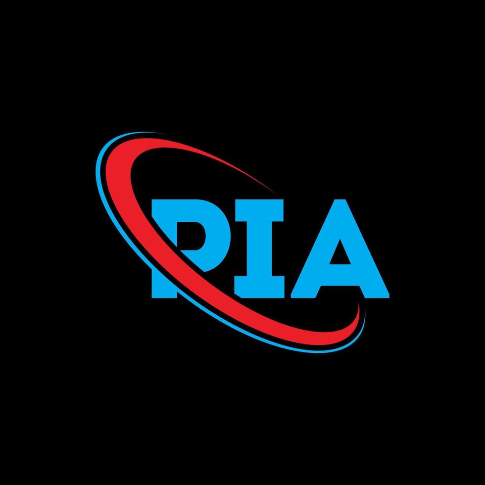 logo pia. lettre pia. création de logo de lettre pia. initiales logo pia liées avec un cercle et un logo monogramme majuscule. typographie pia pour la technologie, les affaires et la marque immobilière. vecteur