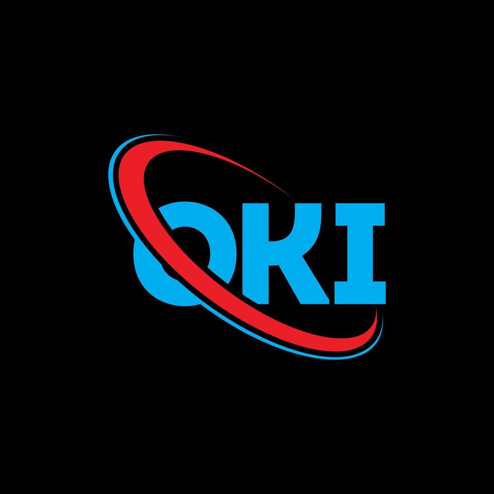 logo oki. lettre d'oki. création de logo de lettre oki. initiales logo oki liées avec un cercle et un logo monogramme majuscule. typographie oki pour la technologie, les affaires et la marque immobilière. vecteur