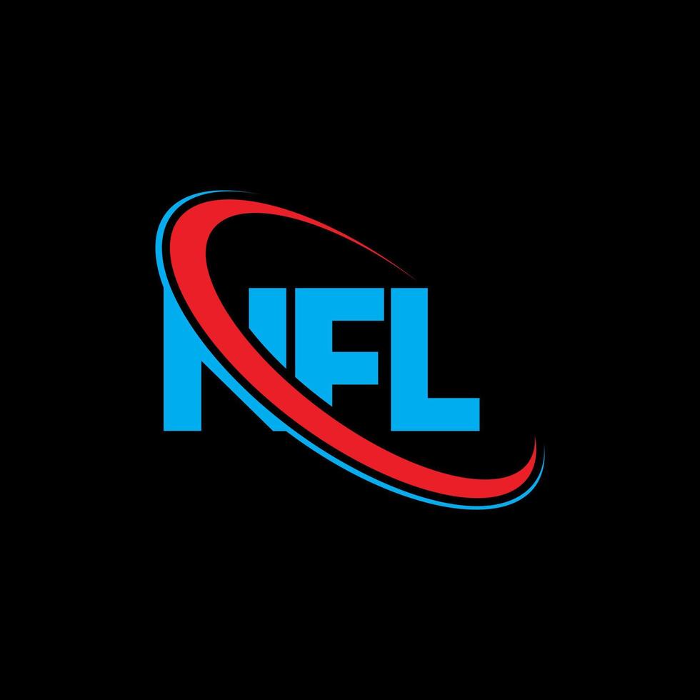 logo nfl. lettre nfl. création de logo de lettre nfl. initiales logo nfl liées avec un cercle et un logo monogramme majuscule. typographie nfl pour la technologie, les affaires et la marque immobilière. vecteur