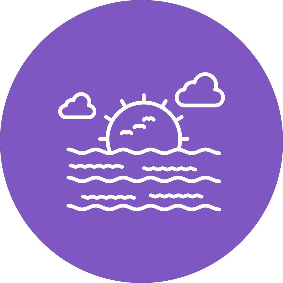 icône de fond de cercle de ligne de paysage de mer vecteur
