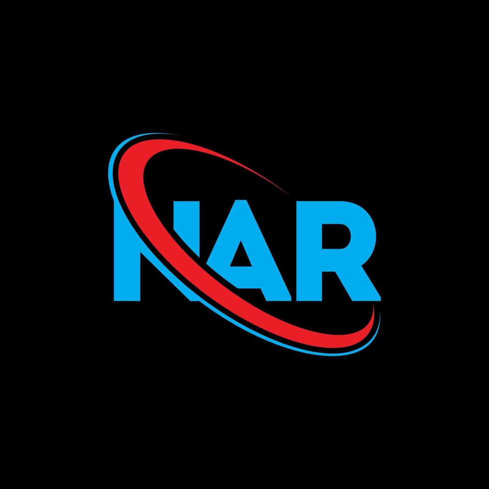 nar logo. nar lettre. création de logo de lettre nar. initiales logo nar liées avec un cercle et un logo monogramme majuscule. typographie nar pour la technologie, les affaires et la marque immobilière. vecteur