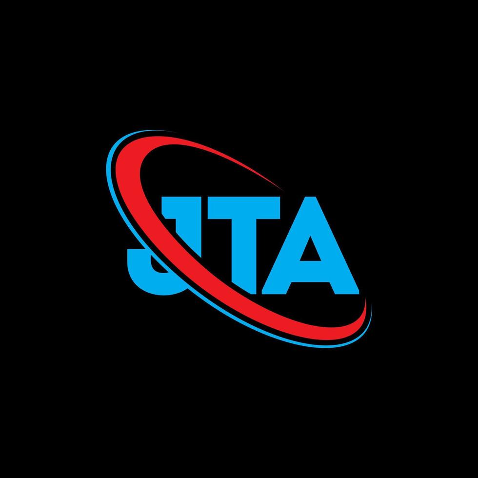 logo jta. lettre jta. création de logo de lettre jta. initiales logo jta liées avec un cercle et un logo monogramme majuscule. typographie jta pour la technologie, les affaires et la marque immobilière. vecteur