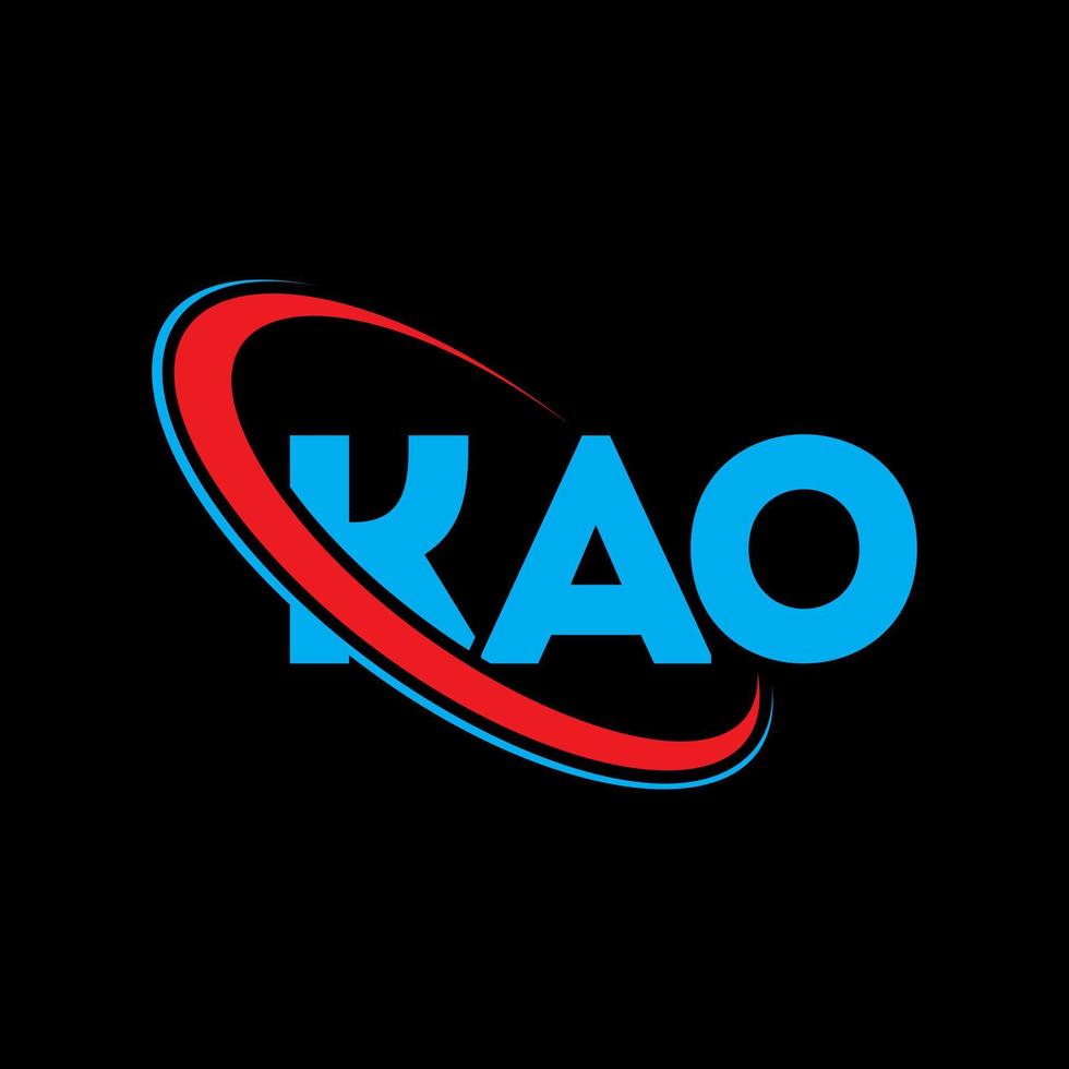 logo kao. lettre kao. création de logo de lettre kao. initiales logo kao liées avec un cercle et un logo monogramme majuscule. typographie kao pour la technologie, les affaires et la marque immobilière. vecteur