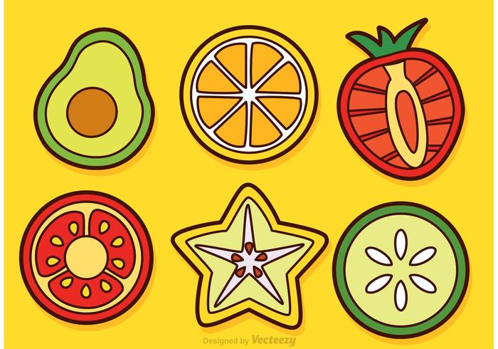 Tranches de fruits et de vecteurs végétaux vecteur