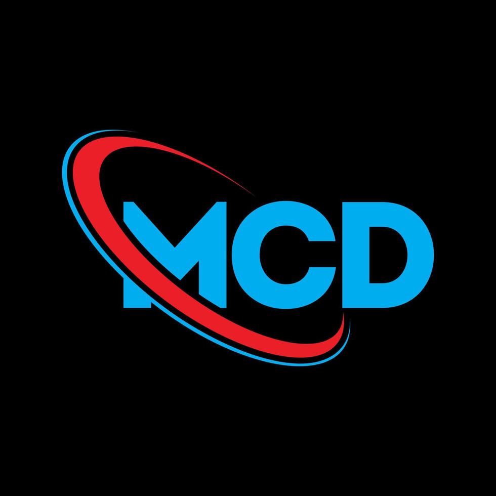 logo mcd. lettre mcd. création de logo de lettre mcd. initiales logo mcd liées avec un cercle et un logo monogramme majuscule. typographie mcd pour la technologie, les affaires et la marque immobilière. vecteur