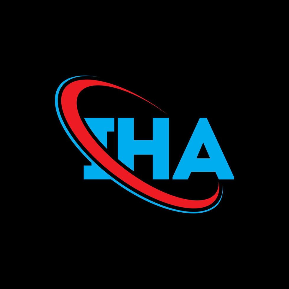 mon logo. ma lettre. création de logo de lettre iha. initiales logo iha liées avec un cercle et un logo monogramme majuscule. typographie iha pour la technologie, les affaires et la marque immobilière. vecteur