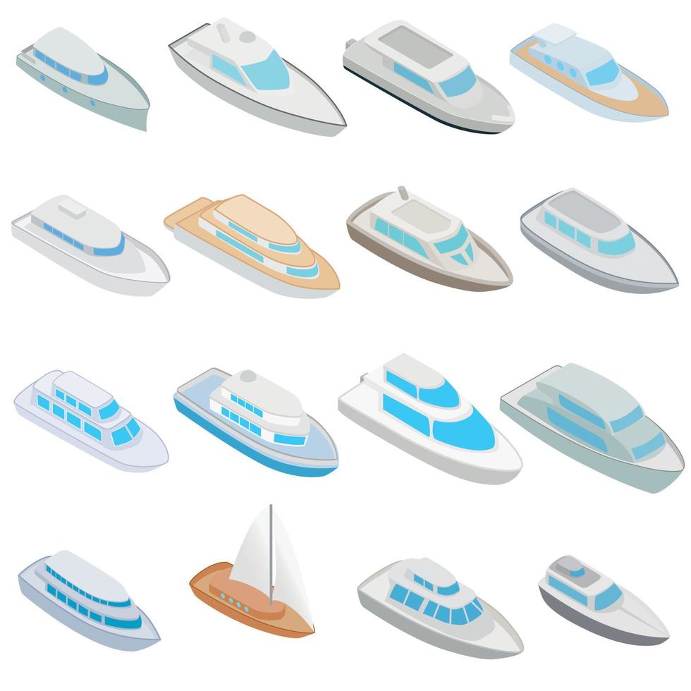 jeu d'icônes de yacht, style 3d isométrique vecteur