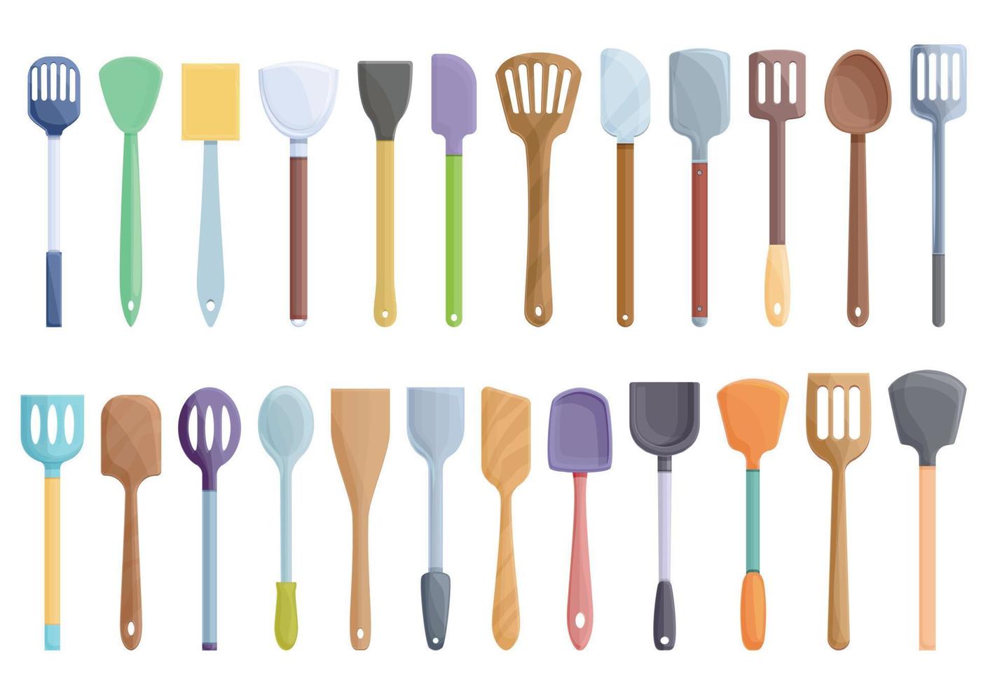 icônes de spatule définies vecteur de dessin animé. accessoire de cuisson