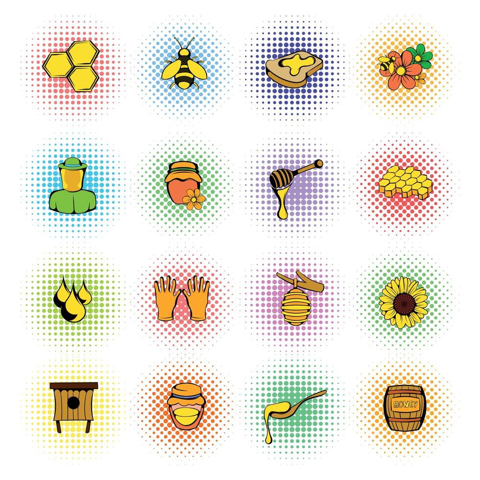 ensemble d'icônes d'apiculture, style bande dessinée vecteur