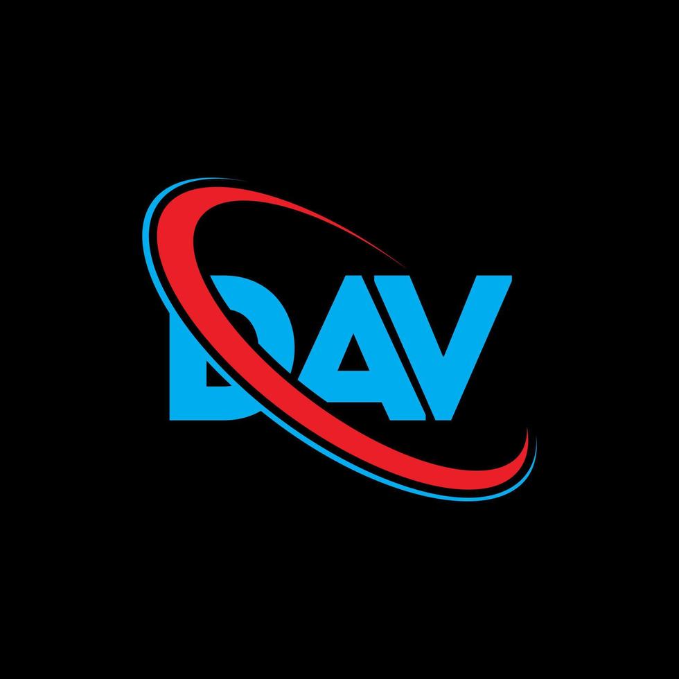 logo dav. lettre de dav. création de logo de lettre dav. initiales logo dav liées par un cercle et un logo monogramme majuscule. typographie dav pour la technologie, les affaires et la marque immobilière. vecteur