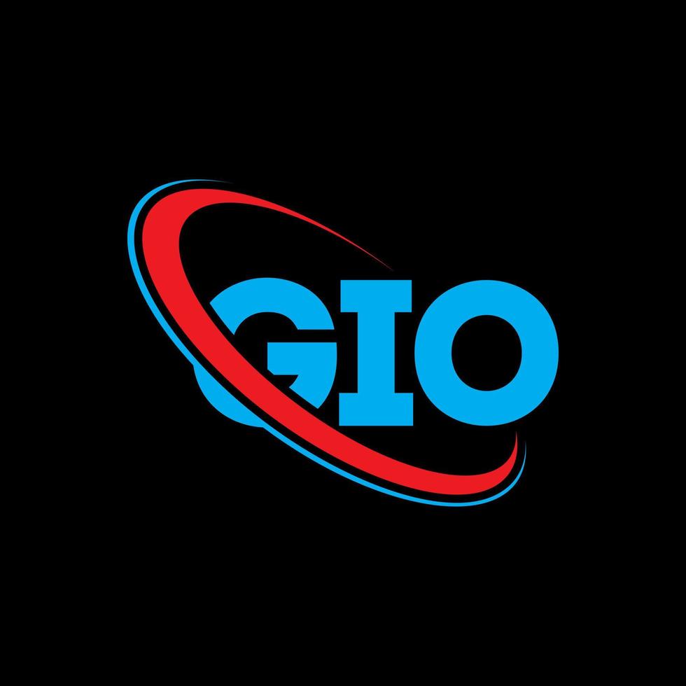 logo gio. lettre de gio. création de logo de lettre gio. initiales logo gio liées par un cercle et un logo monogramme majuscule. typographie gio pour la technologie, les affaires et la marque immobilière. vecteur