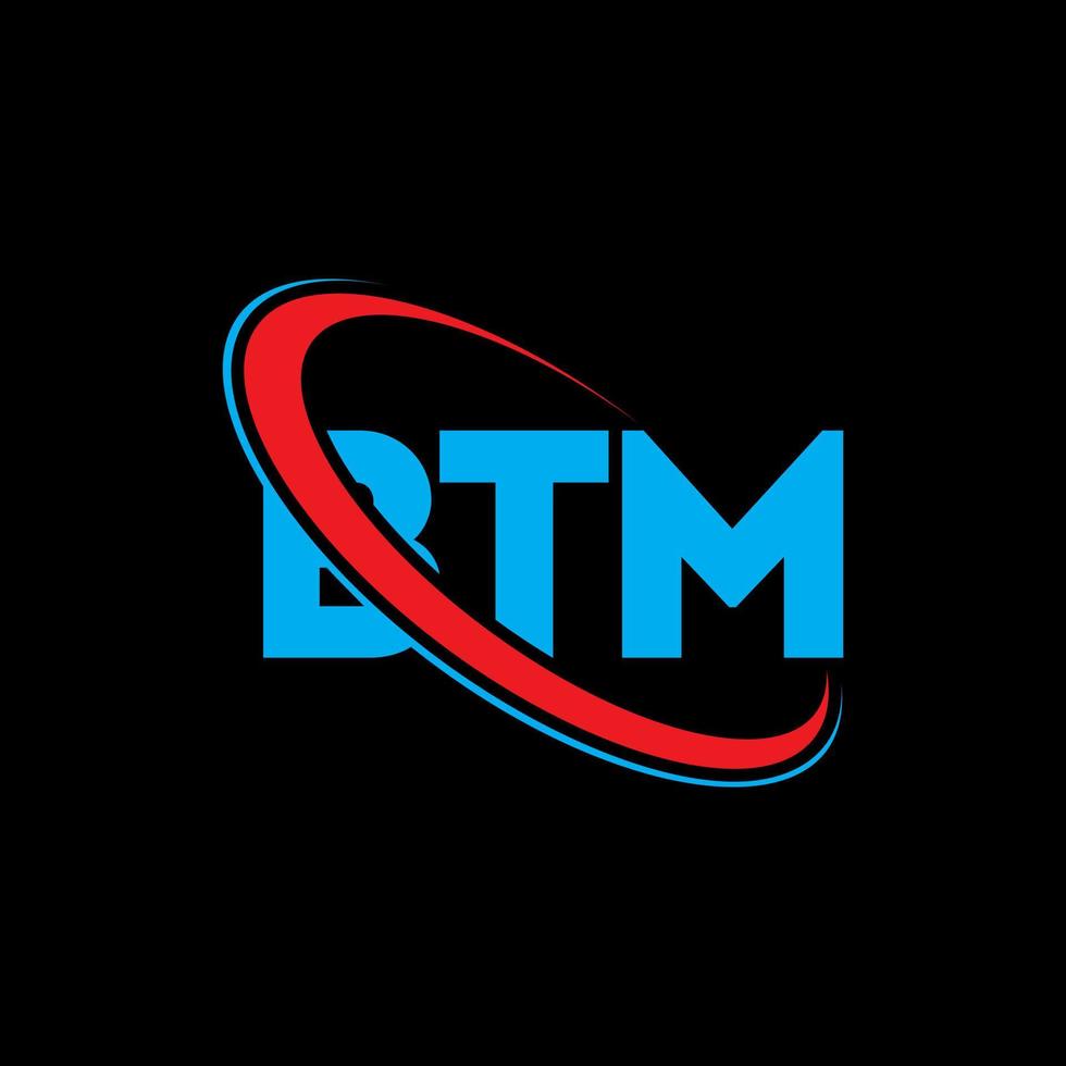 logo btm. lettre btm. création de logo de lettre btm. initiales btm logo lié avec cercle et logo monogramme majuscule. typographie btm pour la marque technologique, commerciale et immobilière. vecteur