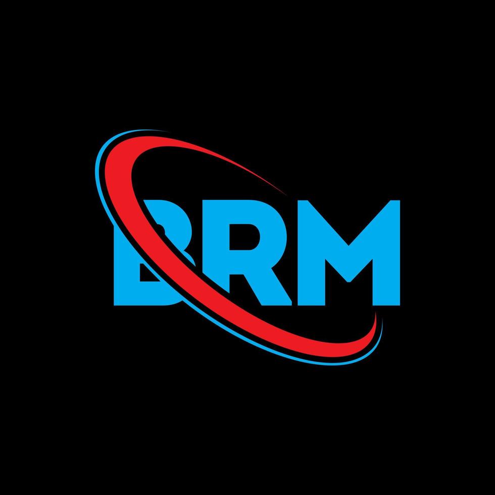 logo brm. lettre brm. création de logo de lettre brm. initiales logo brm liées par un cercle et un logo monogramme majuscule. typographie brm pour la marque technologique, commerciale et immobilière. vecteur