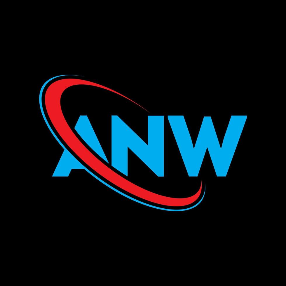 un nouveau logo. une nouvelle lettre. création de logo de lettre anw. initiales anw logo liées avec un cercle et un logo monogramme majuscule. typographie anw pour la technologie, les affaires et la marque immobilière. vecteur