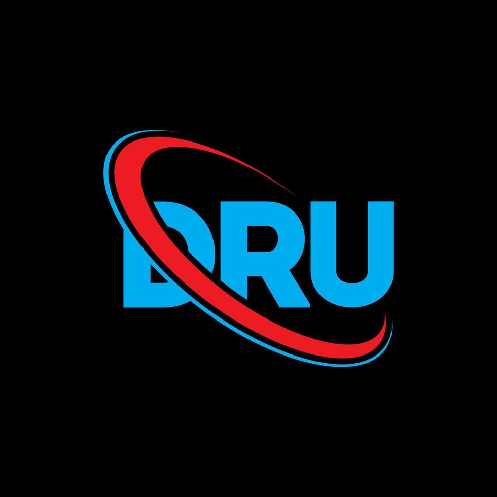 logo dru. lettre dru. création de logo de lettre dru. initiales logo dru liées par un cercle et un logo monogramme majuscule. typographie dru pour la technologie, les affaires et la marque immobilière. vecteur