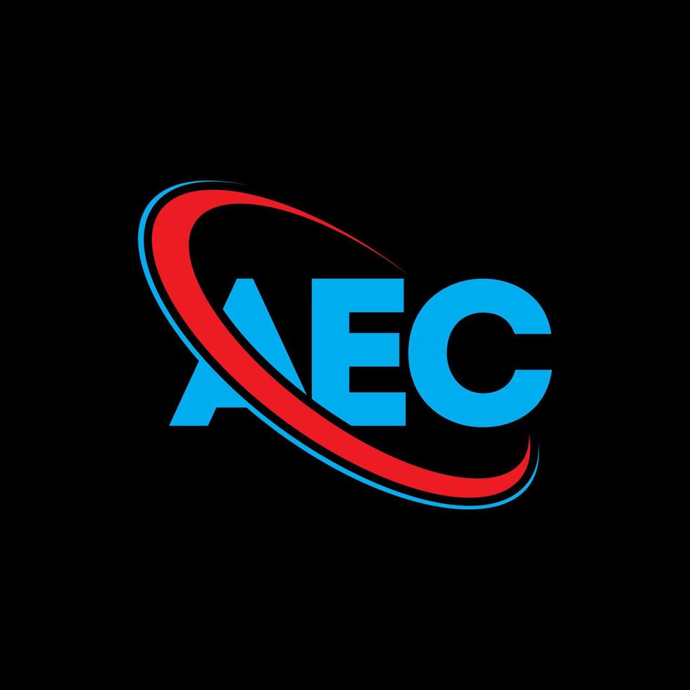 logo aec. lettre aec. création de logo de lettre aec. initiales logo aec liées par un cercle et un logo monogramme majuscule. typographie aec pour la technologie, les affaires et la marque immobilière. vecteur