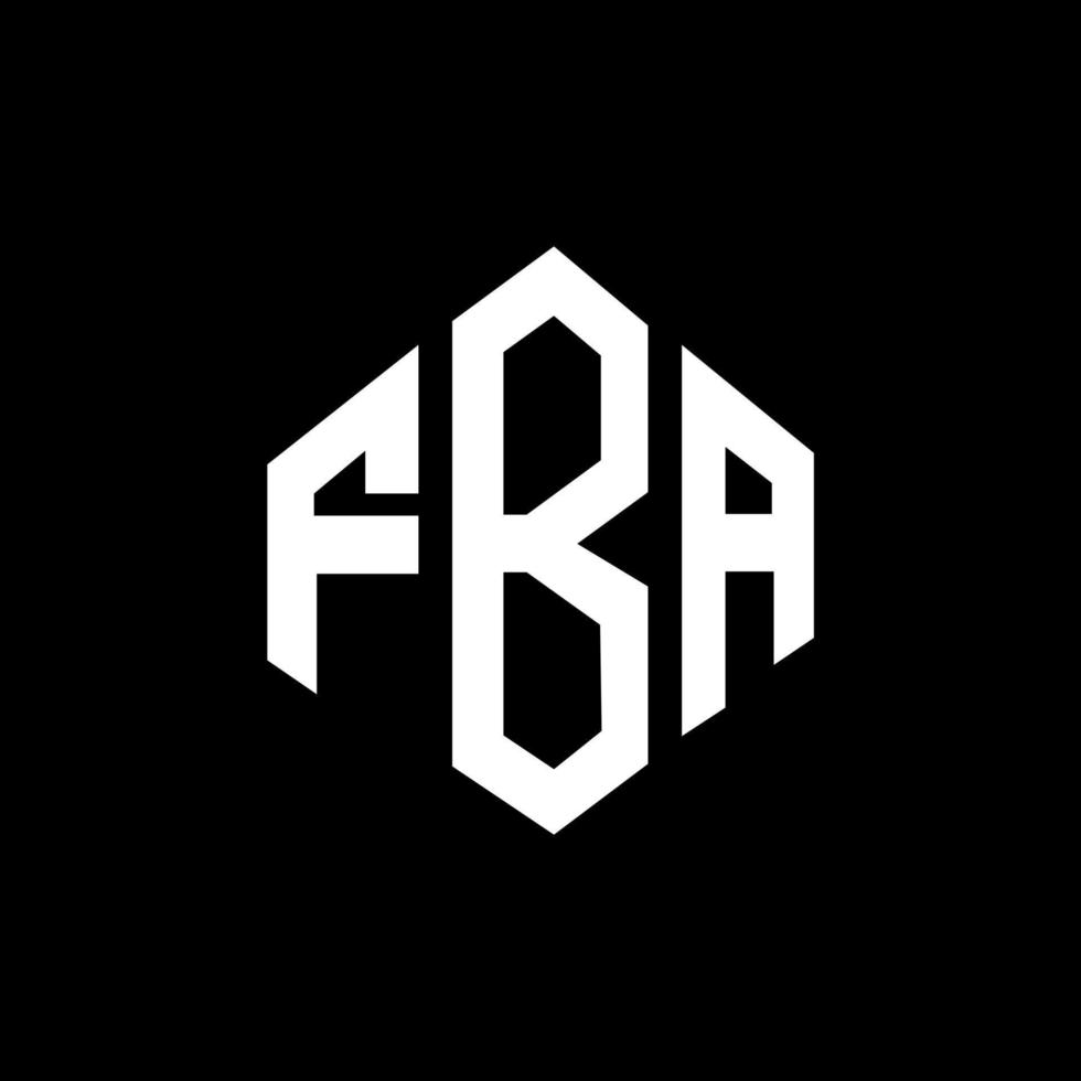 création de logo de lettre fba avec forme de polygone. création de logo en forme de polygone et de cube fba. modèle de logo vectoriel fba hexagone couleurs blanches et noires. monogramme fba, logo d'entreprise et immobilier.