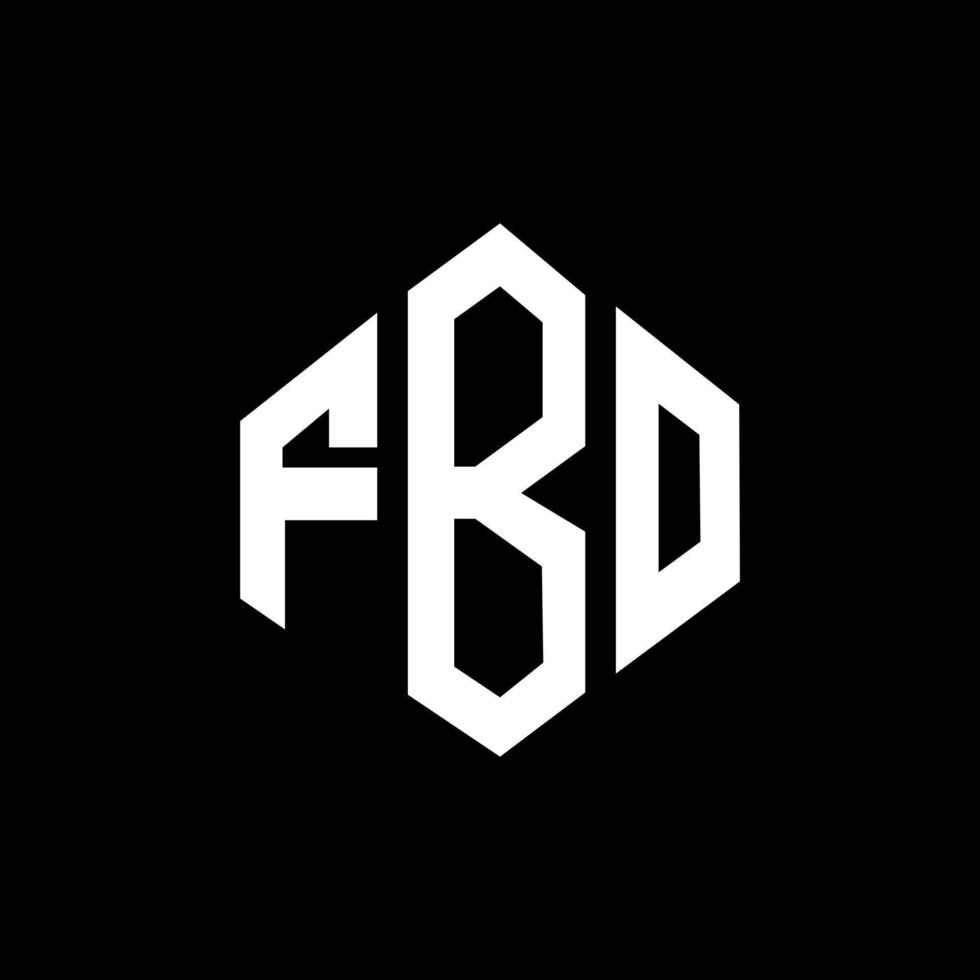 création de logo de lettre fbo avec forme de polygone. création de logo en forme de polygone et de cube fbo. modèle de logo vectoriel hexagone fbo couleurs blanches et noires. monogramme fbo, logo d'entreprise et immobilier.