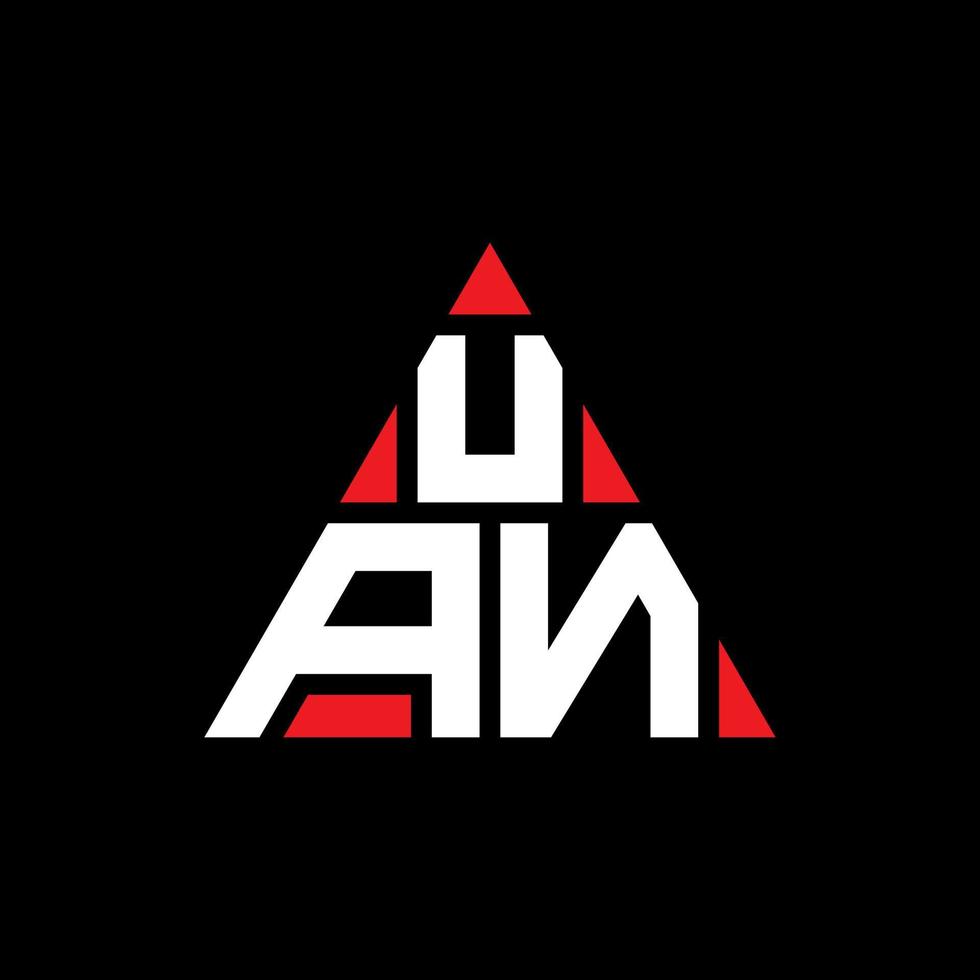 création de logo de lettre triangle uan avec forme de triangle. monogramme de conception de logo triangle uan. modèle de logo vectoriel triangle uan avec couleur rouge. uan logo triangulaire logo simple, élégant et luxueux.