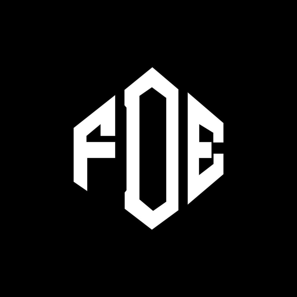 création de logo de lettre fde avec forme de polygone. création de logo fde en forme de polygone et de cube. modèle de logo vectoriel hexagone fde couleurs blanches et noires. monogramme fde, logo d'entreprise et immobilier.