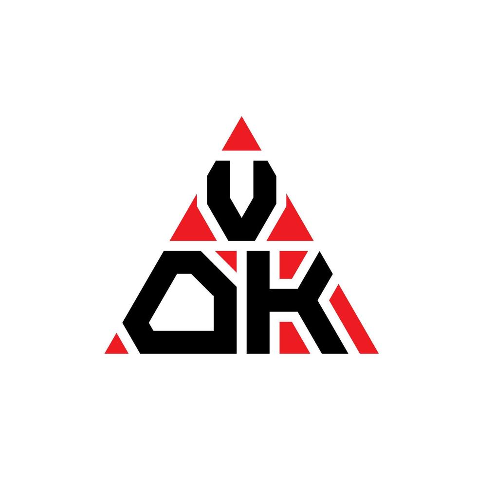 création de logo de lettre triangle vok avec forme de triangle. monogramme de conception de logo triangle vok. modèle de logo vectoriel triangle vok avec couleur rouge. logo triangulaire vok logo simple, élégant et luxueux.