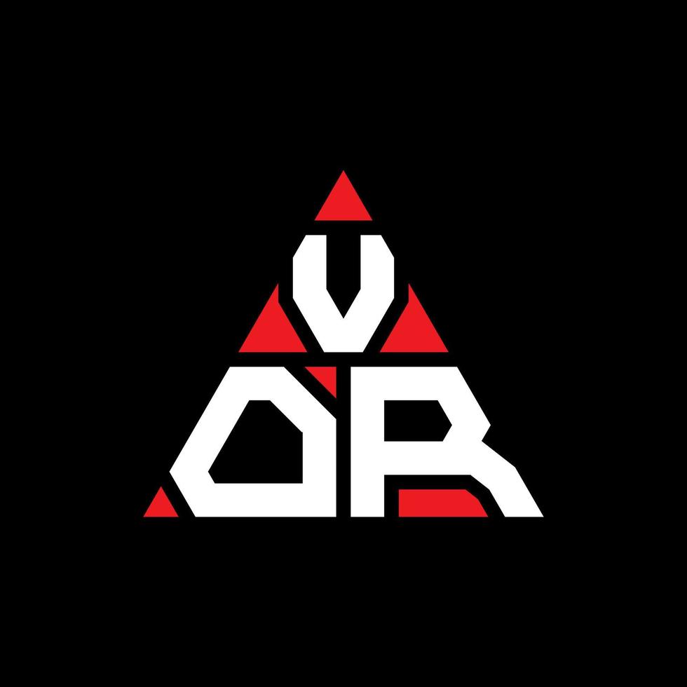 création de logo de lettre triangle vor avec forme de triangle. monogramme de conception de logo triangle vor. modèle de logo vectoriel triangle vor avec couleur rouge. vor logo triangulaire logo simple, élégant et luxueux.