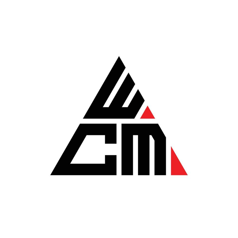 création de logo de lettre triangle wcm avec forme de triangle. monogramme de conception de logo triangle wcm. modèle de logo vectoriel wcm triangle avec couleur rouge. logo triangulaire wcm logo simple, élégant et luxueux. wcm