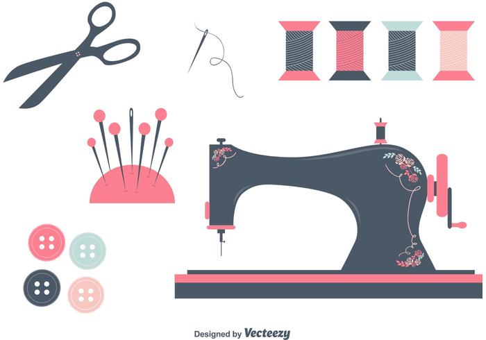 Ensemble d'objets vectoriels à couture gratuit vecteur