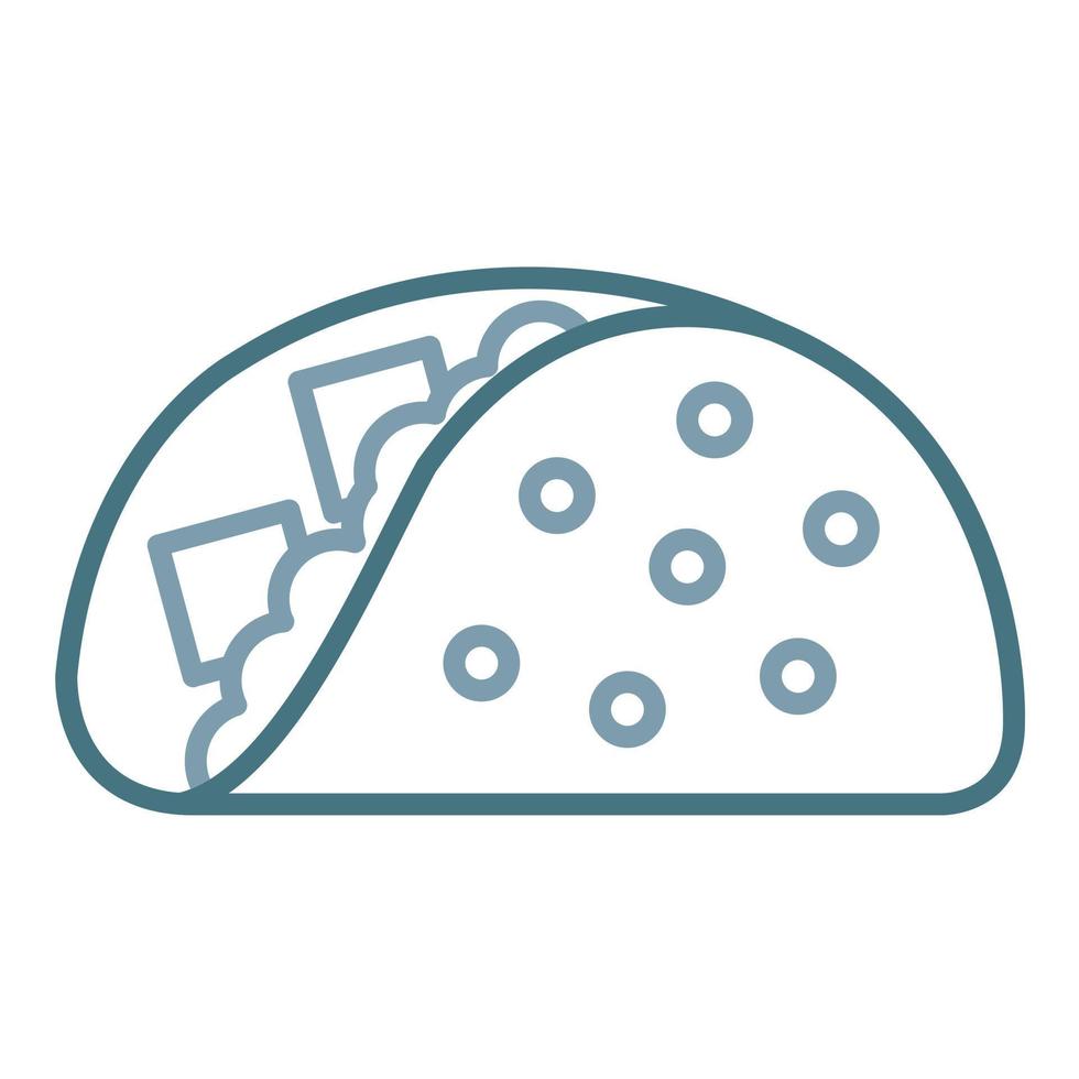 tacos, ligne, deux, couleur, icône vecteur