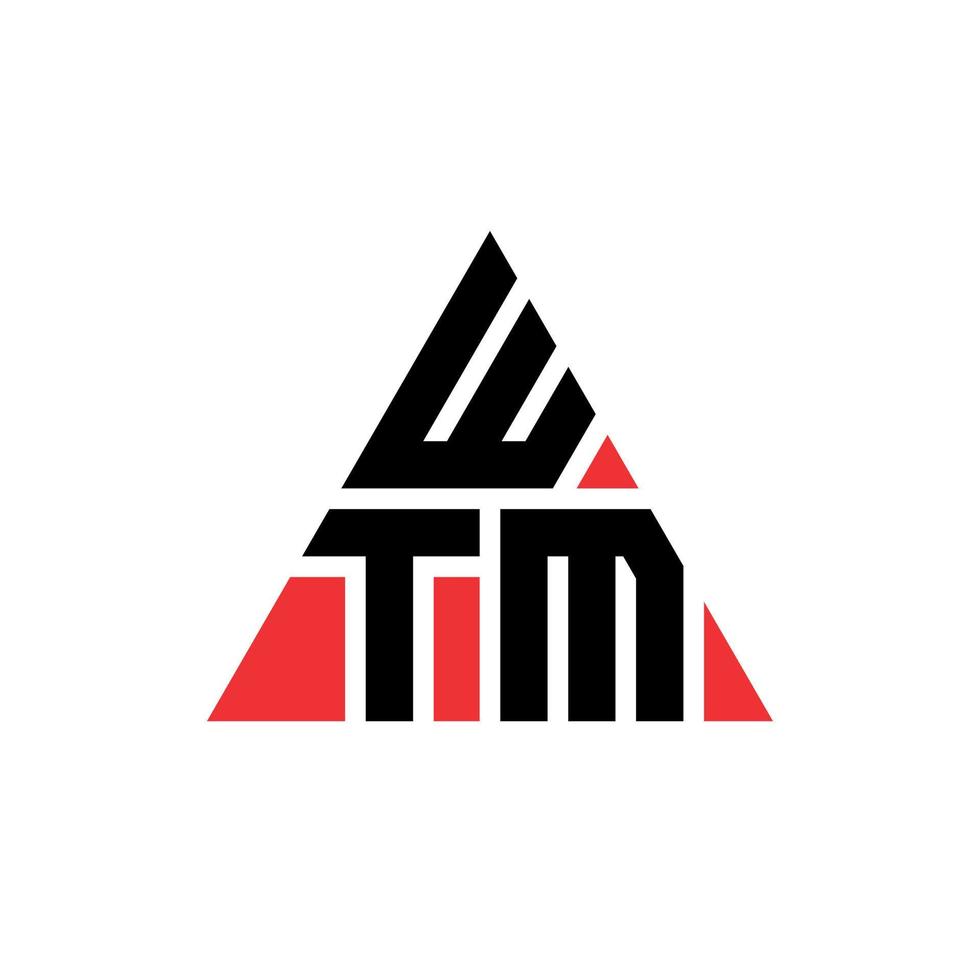 création de logo de lettre triangle wtm avec forme de triangle. monogramme de conception de logo triangle wtm. modèle de logo vectoriel triangle wtm avec couleur rouge. logo triangulaire wtm logo simple, élégant et luxueux.