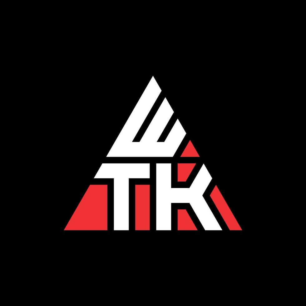 création de logo de lettre triangle wtk avec forme de triangle. monogramme de conception de logo triangle wtk. modèle de logo vectoriel triangle wtk avec couleur rouge. logo triangulaire wtk logo simple, élégant et luxueux.