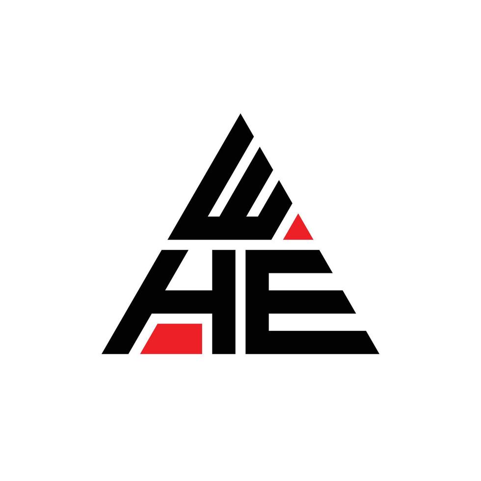 whe création de logo de lettre triangle avec forme de triangle. monogramme de conception de logo triangle whe. modèle de logo vectoriel triangle whe avec couleur rouge. whe logo triangulaire logo simple, élégant et luxueux. quand