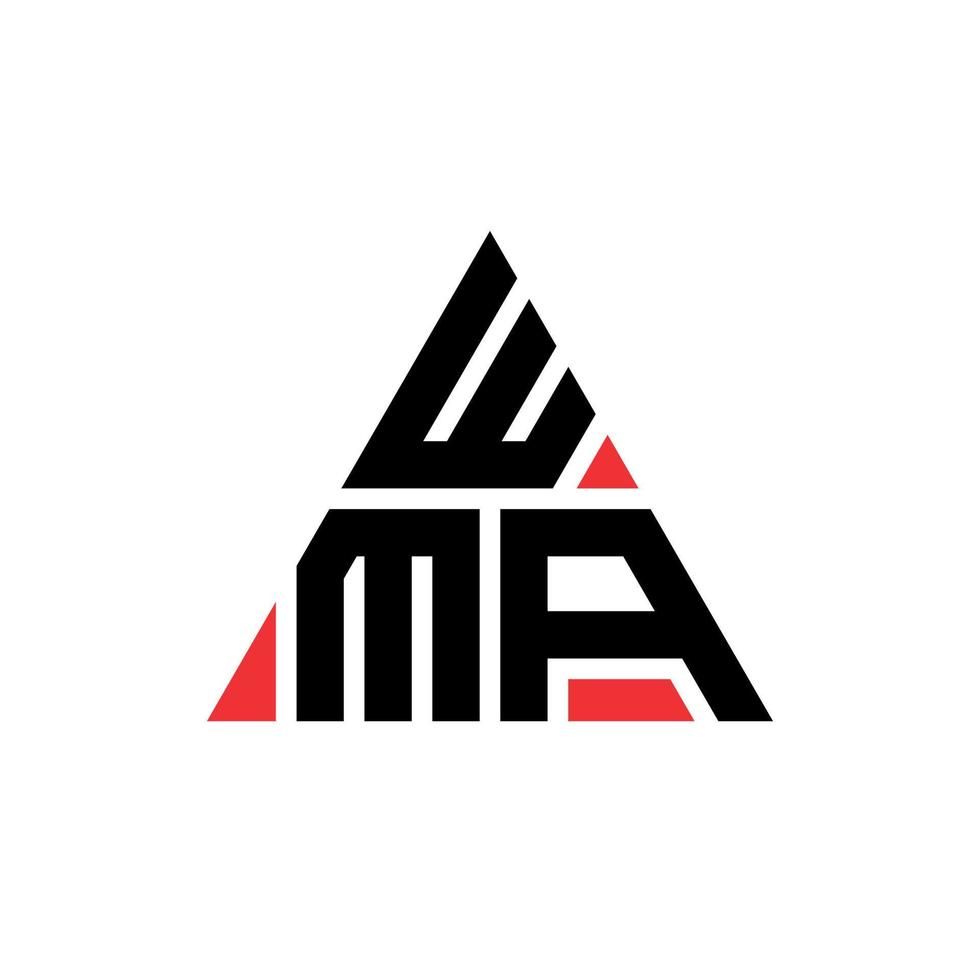 création de logo de lettre triangle wma avec forme de triangle. monogramme de conception de logo triangle wma. modèle de logo vectoriel triangle wma avec couleur rouge. wma logo triangulaire logo simple, élégant et luxueux.