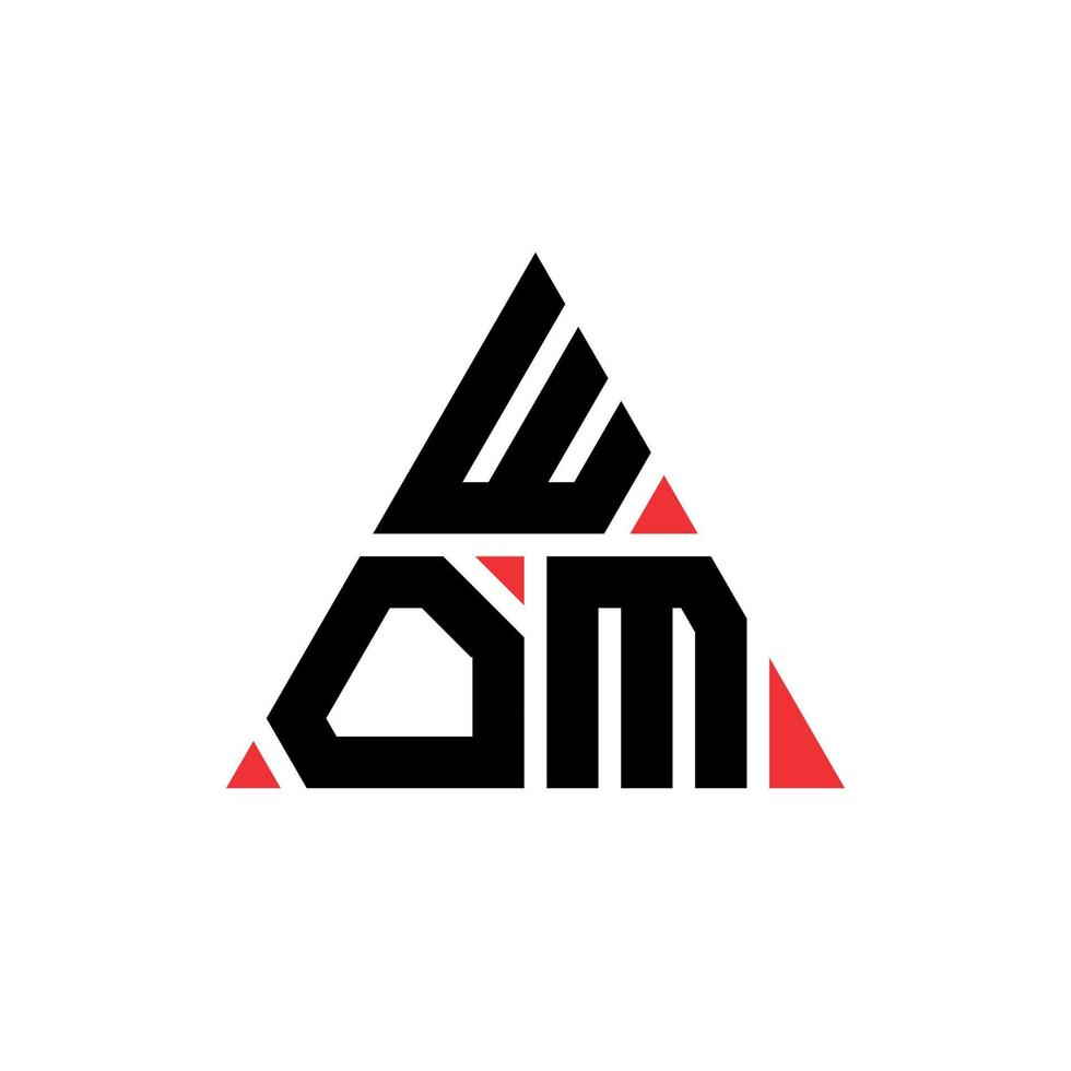 création de logo de lettre triangle wom avec forme de triangle. monogramme de conception de logo triangle femme. modèle de logo vectoriel triangle wom avec couleur rouge. wom logo triangulaire logo simple, élégant et luxueux.