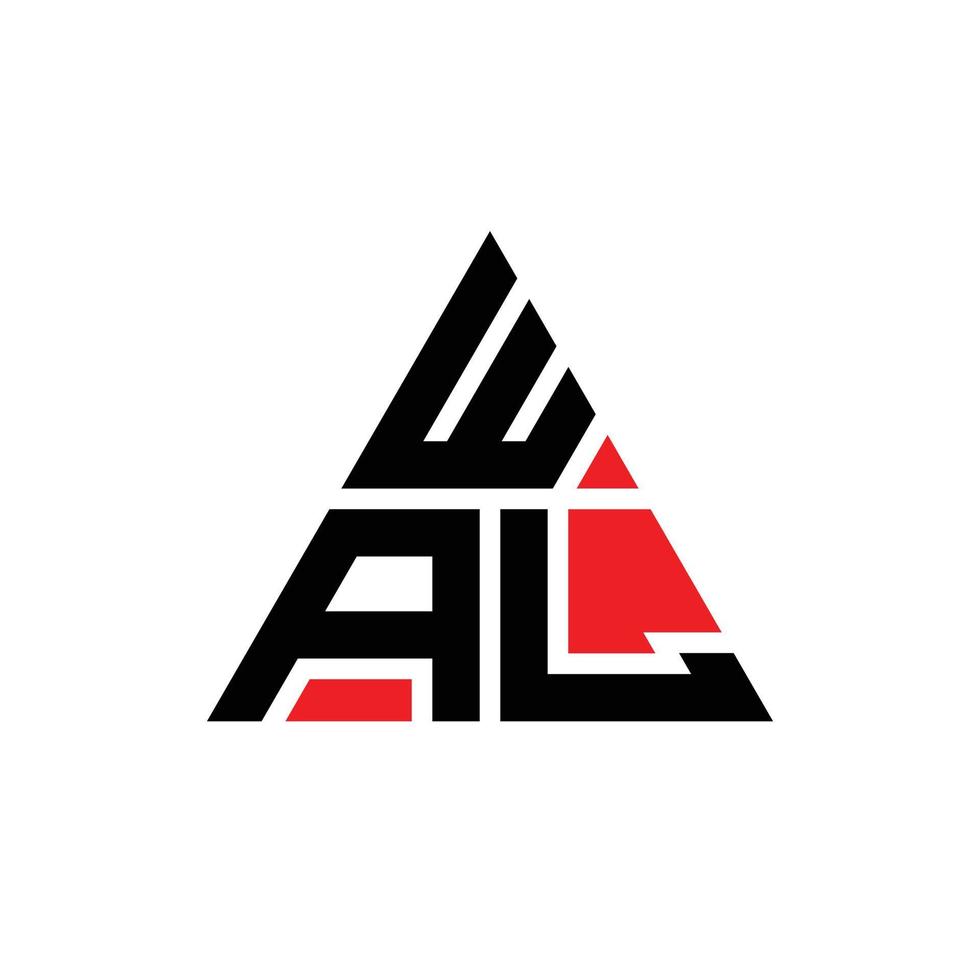 création de logo de lettre triangle wal avec forme de triangle. monogramme de conception de logo triangle wal. modèle de logo vectoriel triangle wal avec couleur rouge. wal logo triangulaire logo simple, élégant et luxueux. wal