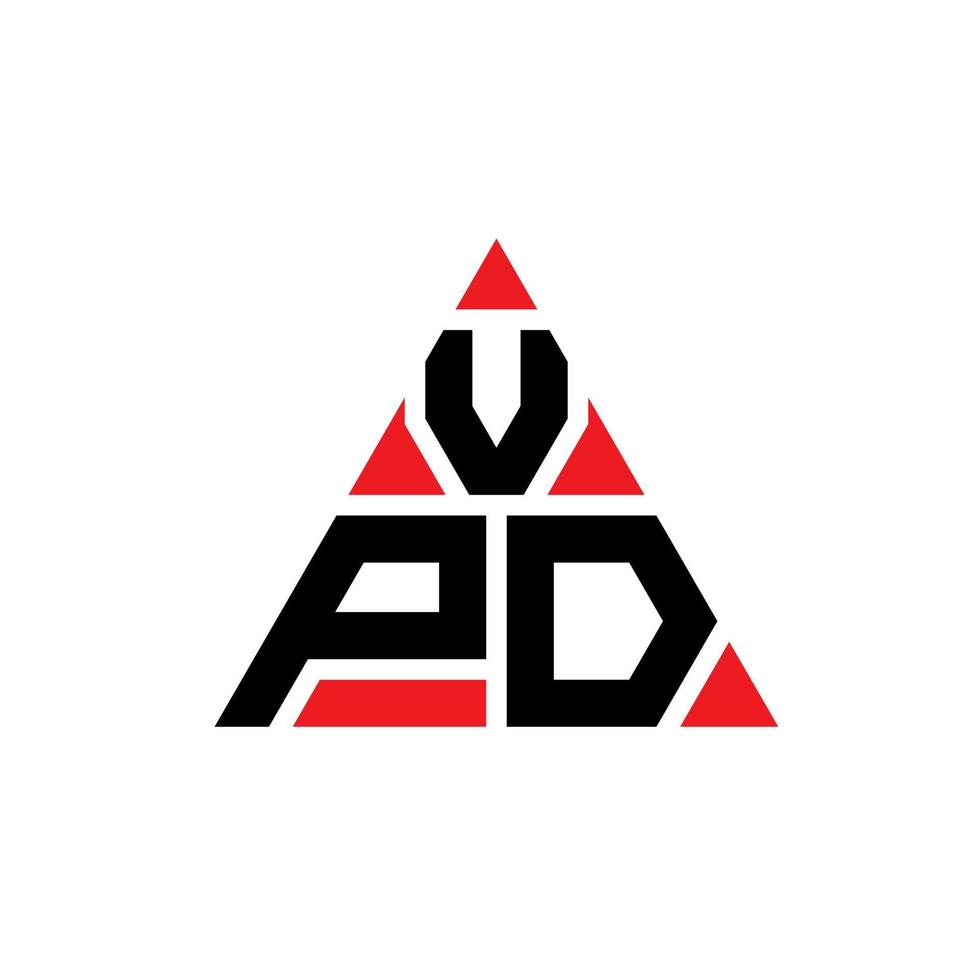 création de logo de lettre triangle vpd avec forme de triangle. monogramme de conception de logo triangle vpd. modèle de logo vectoriel triangle vpd avec couleur rouge. logo triangulaire vpd logo simple, élégant et luxueux.