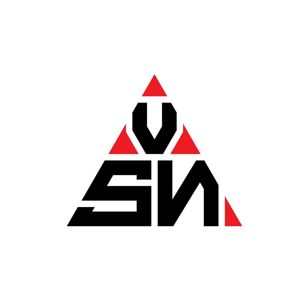 création de logo de lettre triangle vsn avec forme de triangle. monogramme de conception de logo triangle vsn. modèle de logo vectoriel triangle vsn avec couleur rouge. vsn logo triangulaire logo simple, élégant et luxueux.