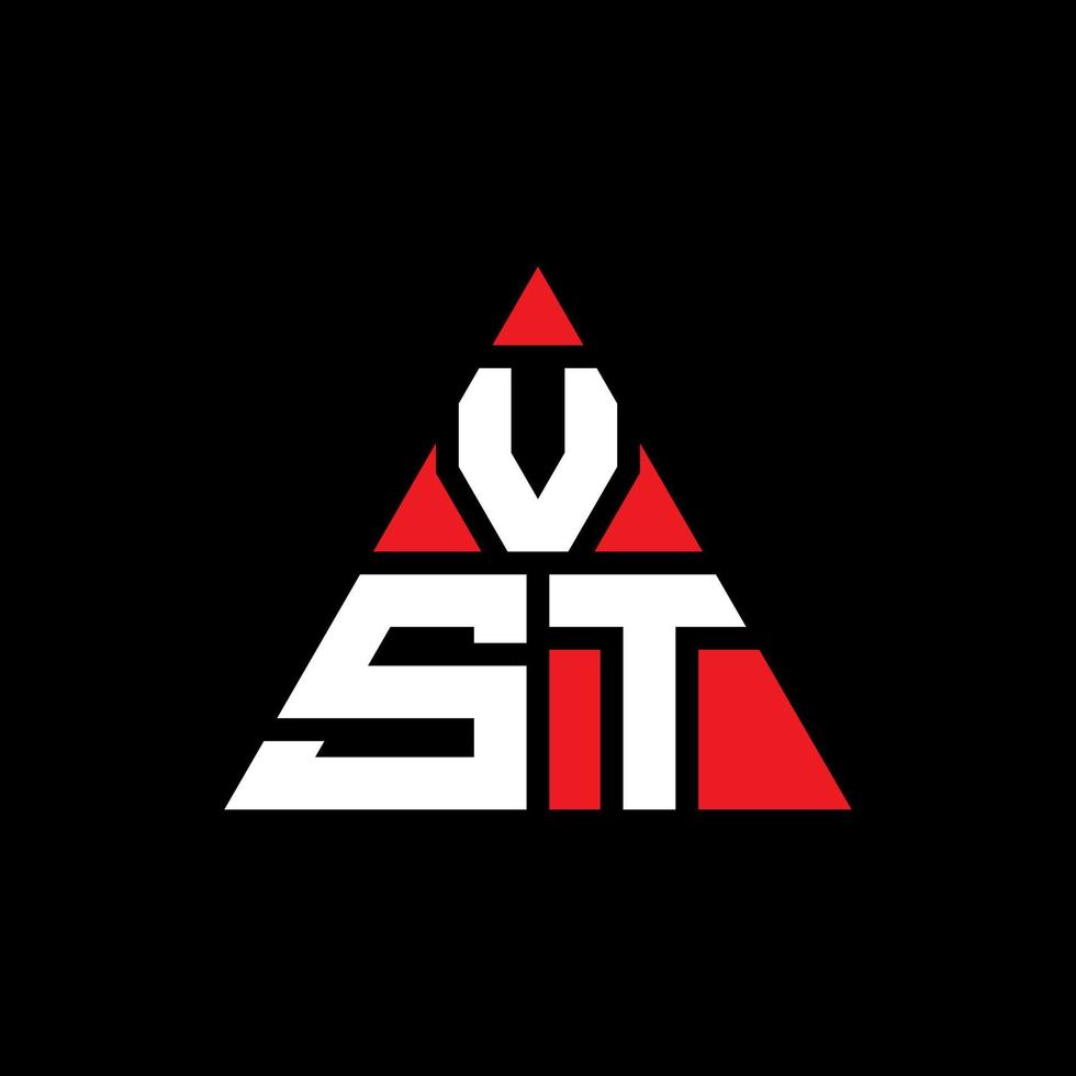 création de logo de lettre triangle vst avec forme de triangle. monogramme de conception de logo vst triangle. modèle de logo vectoriel triangle vst avec couleur rouge. logo triangulaire vst logo simple, élégant et luxueux.