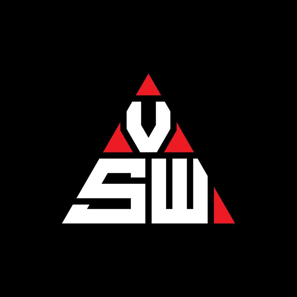 création de logo de lettre triangle vsw avec forme de triangle. monogramme de conception de logo triangle vsw. modèle de logo vectoriel triangle vsw avec couleur rouge. vsw logo triangulaire logo simple, élégant et luxueux.