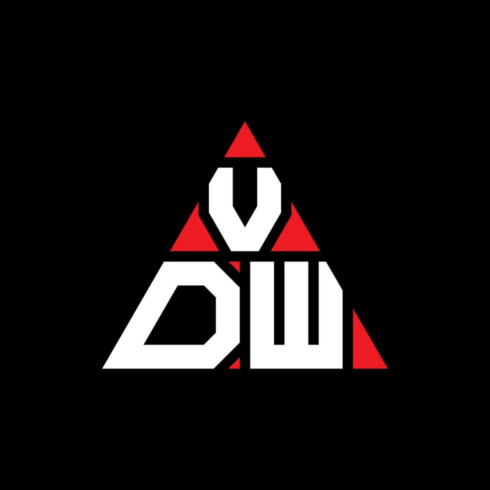 création de logo de lettre triangle vdw avec forme de triangle. monogramme de conception de logo triangle vdw. modèle de logo vectoriel triangle vdw avec couleur rouge. logo triangulaire vdw logo simple, élégant et luxueux.