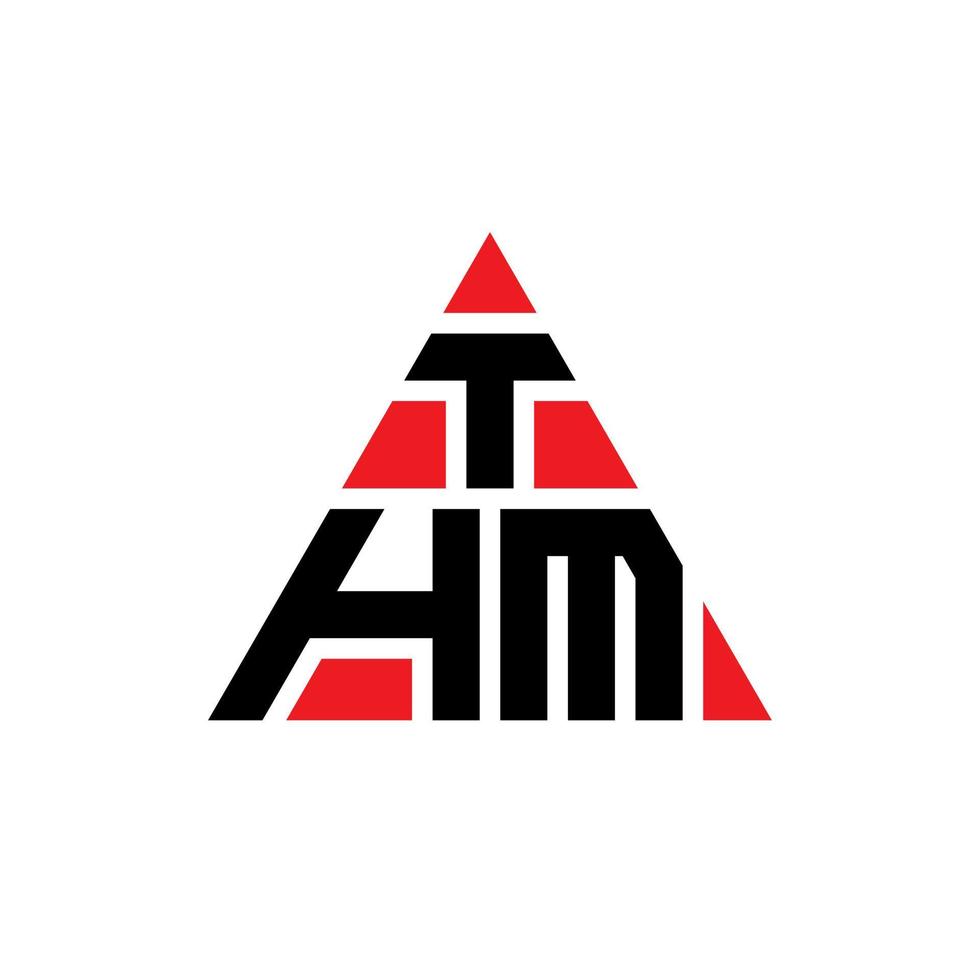 création de logo de lettre triangle thm avec forme de triangle. monogramme de conception de logo triangle thm. modèle de logo vectoriel triangle thm avec couleur rouge. thm logo triangulaire logo simple, élégant et luxueux.